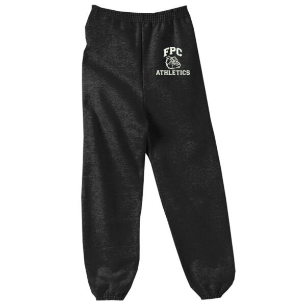 YOUTH, Fleece Pants, Athletic Logo_3.5_White, Left Hip Thumbnail