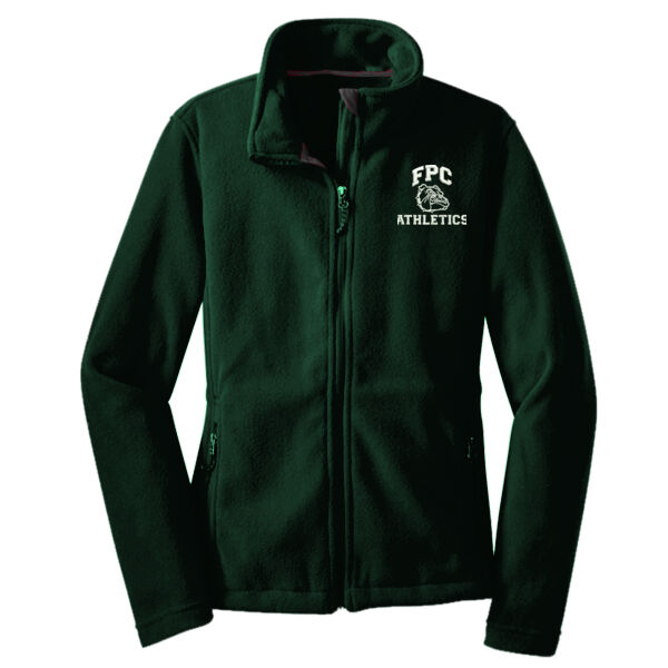 LADIES, Full-Zip, Fleece Jacket, Athletics Logo_White, Left Chest Thumbnail